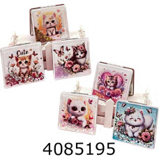 Дзеркальце з акваефектом Котики блиск 8*8см  (12) А100