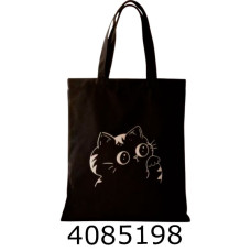 Сумка шопер зі змійкою Котик чорнобілий 34*40см 801-9