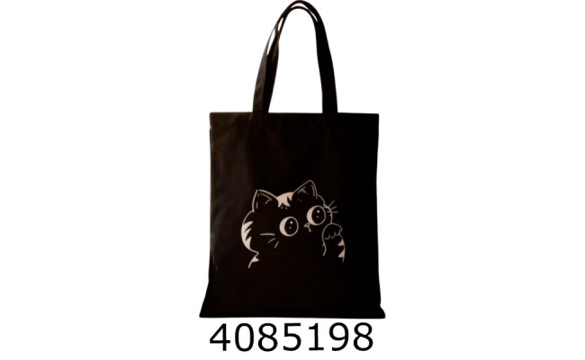 Сумка шопер зі змійкою Котик чорнобілий 34*40см 801-9