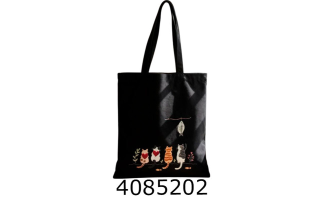 Сумка шопер зі змійкою Котики кольорові 34*40см 802-46