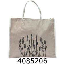 Сумка шопер зі змійкою беж Квіти 36*30*10см 803-7