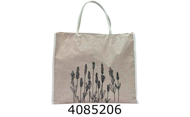 Сумка шопер зі змійкою беж Квіти 36*30*10см 803-7