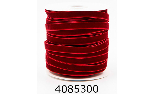 Стрічка оксамитова пакувальна 10мм* 457м червона 581-024