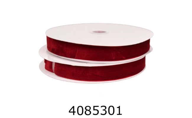 Стрічка оксамитова пакувальна 25мм* 228м червона 581-123