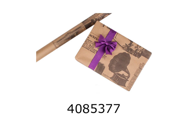 Папір подар. 70*800см газетка грамофон крафт  70г/м2 255-4266