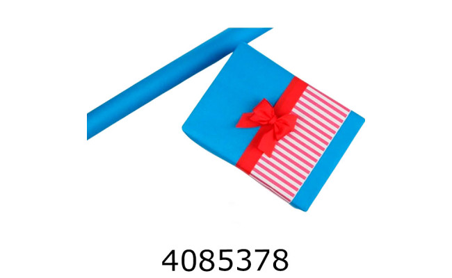 Папір подар. 70*800см Блакитний з червоною смужкою в рулоні 70г/м 255-4952