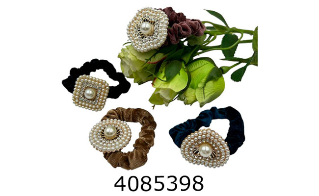 Резинка для волосся з прикрасою перлина ціна за 12 шт ba3125