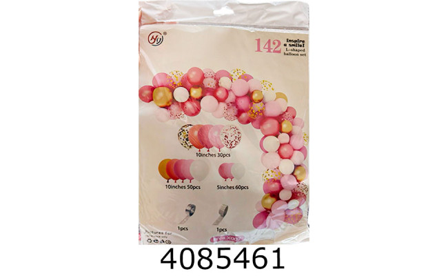 Повітряні кульки АРКА рожева з золотом 142 шт  (100) 25-219