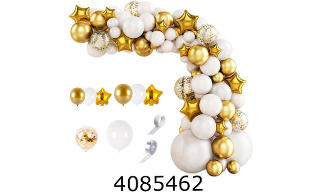 Повітряні кульки АРКА біла з золотом 103шт  (100) 25-218