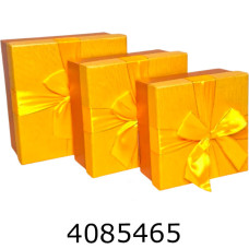 Коробка карт. для подарунків 3в1 жовта 15*15*6 см 17*17*8 см 19*19*10 см 25-455