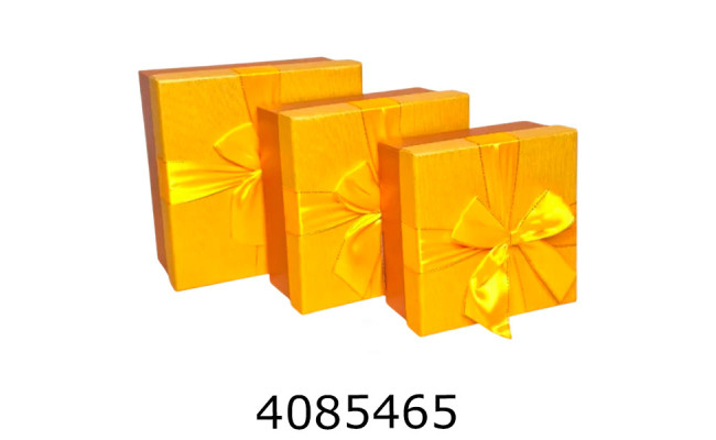 Коробка карт. для подарунків 3в1 жовта 15*15*6 см 17*17*8 см 19*19*10 см 25-455