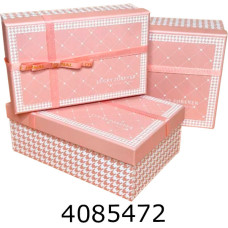 Коробка карт. для подарунків 3в1 рожева лапка 12.5*18*7 см 14*20*8 см 16*22*10 см 25-497