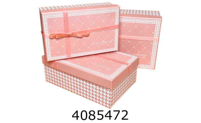 Коробка карт. для подарунків 3в1 рожева лапка 12.5*18*7 см 14*20*8 см 16*22*10 см 25-497