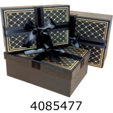 Коробка карт. для подарунків 3в1 чорна 12.5*18*7 см 14*20*8 см 16*22*10 см 25-423