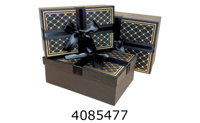 Коробка карт. для подарунків 3в1 чорна 12.5*18*7 см 14*20*8 см 16*22*10 см 25-423