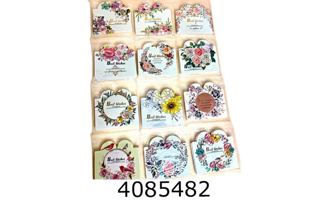 Листівка вітальна асорті з квітковим дизайном ціна за 8 шт 85*95см 25-582