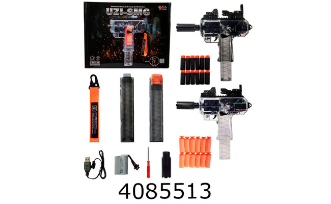 Автомат з поролон. набоями 24шт в коробці акум. usb-зарядне 2 кольори 36*28*9см (8/24) 333-2