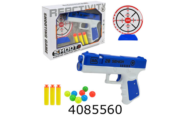 Пістолет поролон. набої + мішень в коробці 25*6*18см (72/144) A30-50