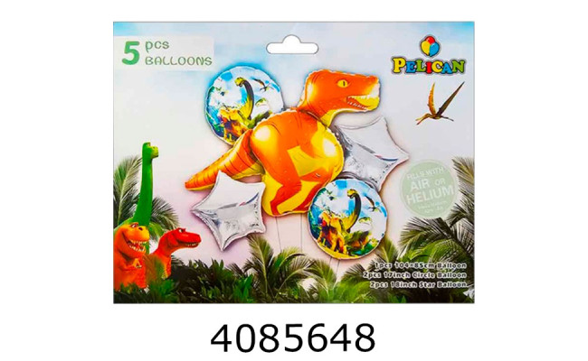 Повітряні кульки фольговані 5шт Тиранозавр (10/500) 836960