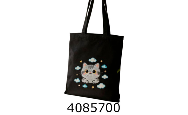 Сумка шопер зі змійкою Котик кольор. 34*40см 802-47