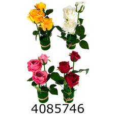 Квіти силікон троянди букет на підставці 3шт 30см (12) 10-408