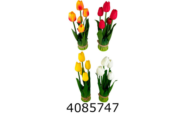 Квіти силікон троянди букет на підставці 5шт 30см (24) 10-409