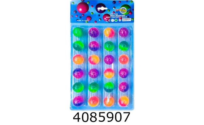 Мяч гумовий пригун 3.2см 24шт. на листі неоновий (36) BT-JB-0071