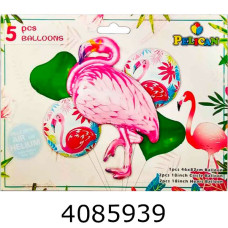 Повітряні кульки фольговані 5шт Фламінго рожевий (10/500) 836961