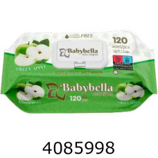 Серветка волога 120шт Babybella з клапаном зелене яблуко (12)
