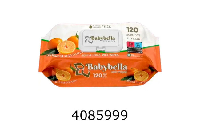 Серветка волога 120шт Babybella з клапаном апельсин (12)