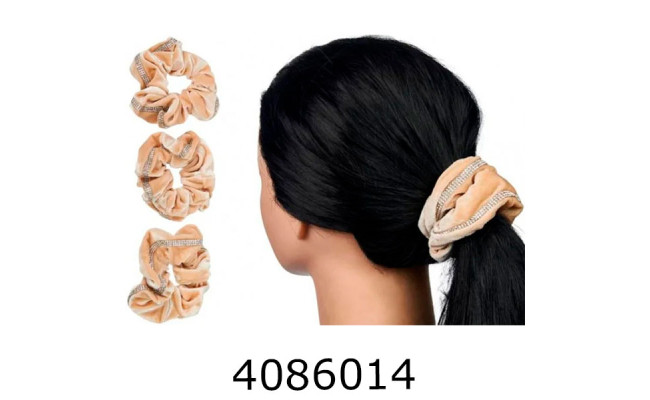Резинка для волосся об'ємна тканина велика беж ціна за 6 шт 1-217315