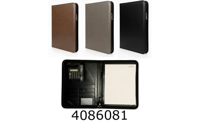 Папка А4 шкірзам на блискавці з калькулятором A4-701