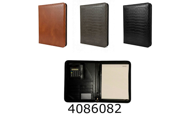 Папка А4 шкірзам на блискавці з калькулятором A4-705