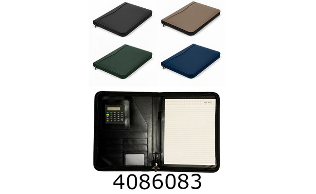 Папка А4 шкірзам на блискавці з калькулятором A4-702