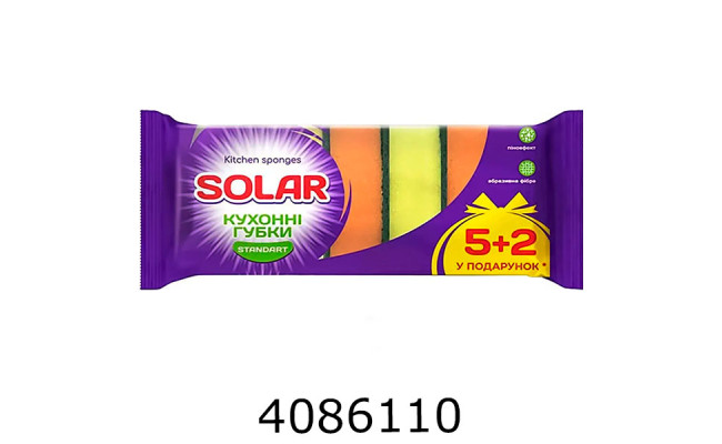 Губка д/посуду 7шт SOLARr Standart 30209