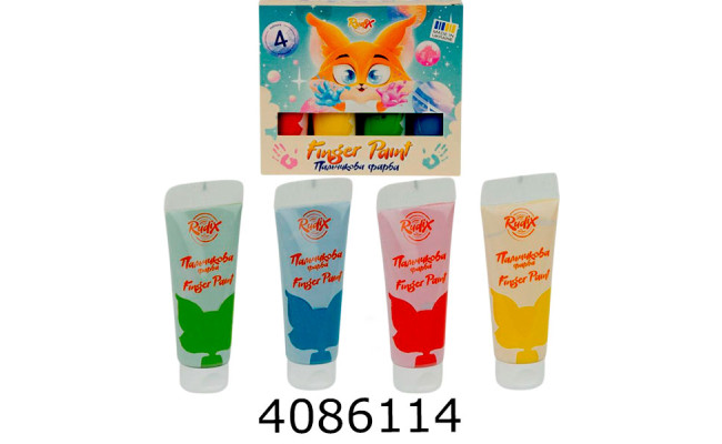 Фарби для мал. пальчиками RUDIX 4кол.*60мл туба (8) 840401