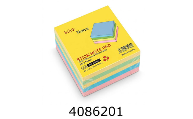 Стікери 76*76мм 300 арк. пастель 4 кол. CD-33