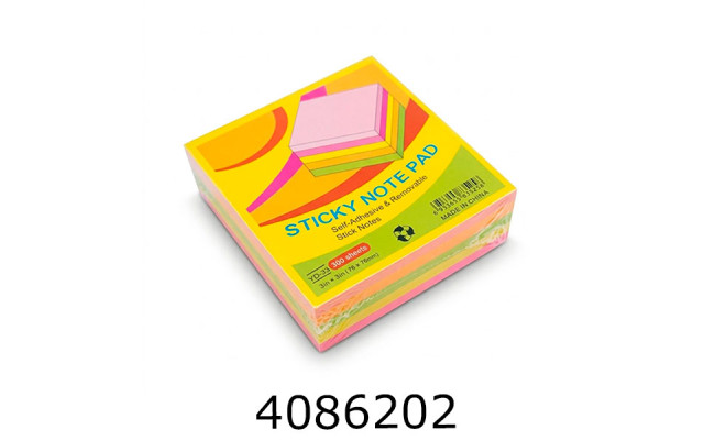 Стікери 76*76мм 300 арк. неон 5 кол. YD-33