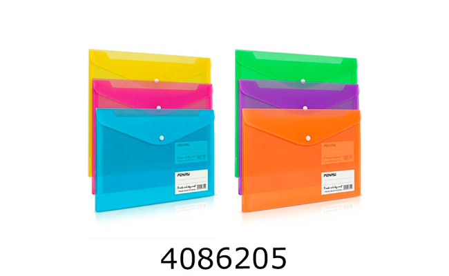 Папка конверт на кнопці А4 неонова (12) PP7704