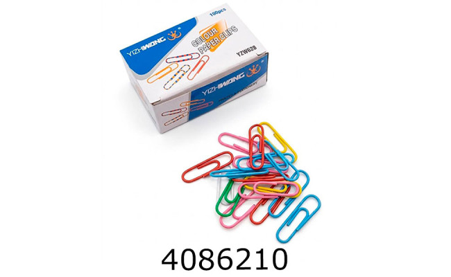 Скріпки 28мм 100шт. круглі кольорові YZW628