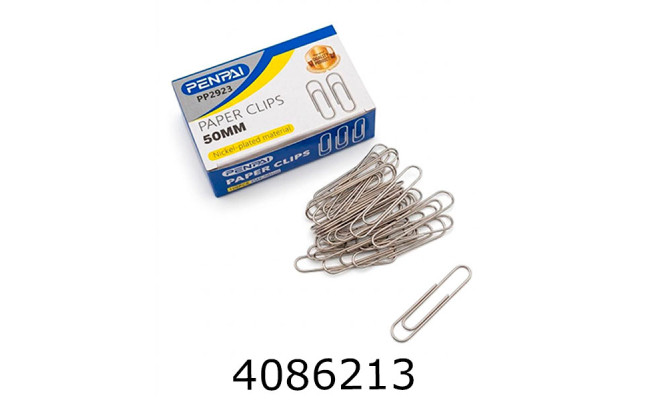 Скріпки 50мм 100шт. круглі нікельовані Penpai (10) PP2923
