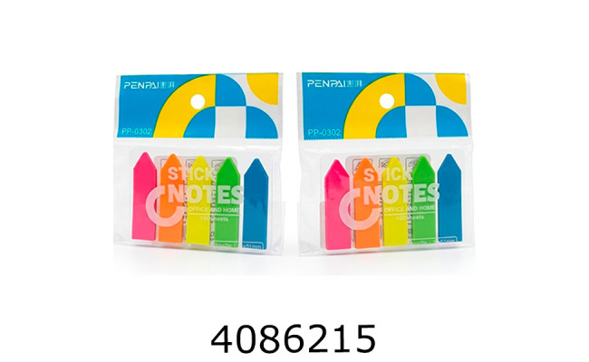 Стікери - закладки 5 кол. 12*45мм*20арк. пласт. неон 