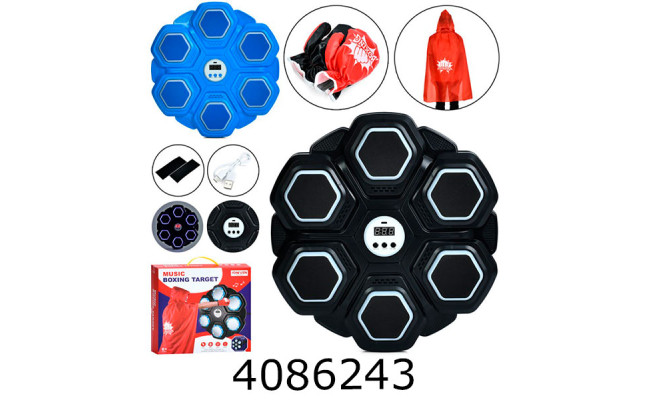 Боксер. набір тренажер-мішень рукавиці плащ 3 кольори в коробці 36*35*8см (6) MS 4652