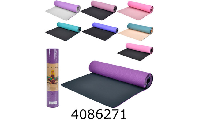 Килимок для йоги 6мм 183*61см 4 кольора (12) MS 0613-24