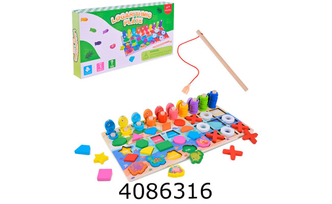 Дерев. іграшка Сортер 3в1 вкладиші пірімідки риболовля 35*17см (42) C9426