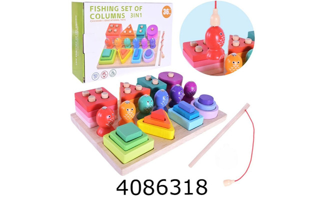 Дерев. іграшка Геометрика 3в1 фігури риболовля паличка 22*15*6см (28) C15002