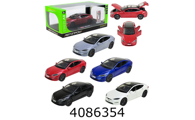 Машинка метал. Tesla Model S звук світло зарядна станція Автопром (12) AP7713