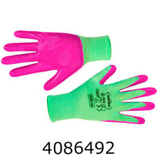 Рукавиці жіночі салатові з фіолетовим нітріловим  покриттям 69858