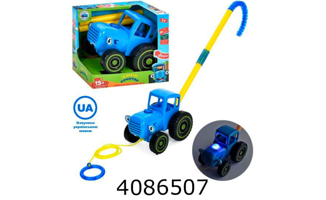 Каталка Трактор на паличці в коробці звук(укр) світло  15*14*9см (60) W6802-1A