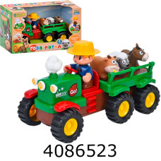 Трактор на батар. в коробці + причіп муз. світ. 33*20*15см (12) M 6303